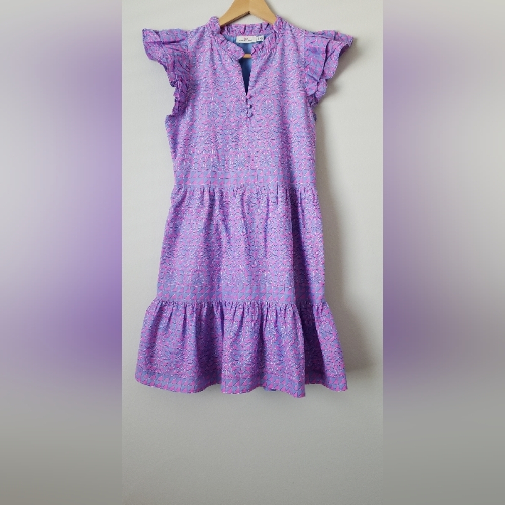 Vineyard Vines Lavender And Fuchsia Flutter Sleev… - image 1